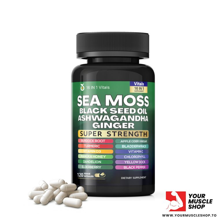SEA MOSS BLACK SEED OIL ASHWAGANDHA GINGER ( 16 IN 1 VITALS ) – [ 120 CAPSULES ] – SHILAVITALS